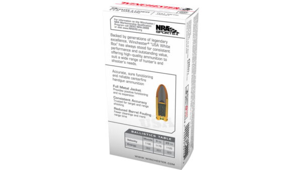winchester usa handgun 9mm luger 115 grain full metal jacket brass cased