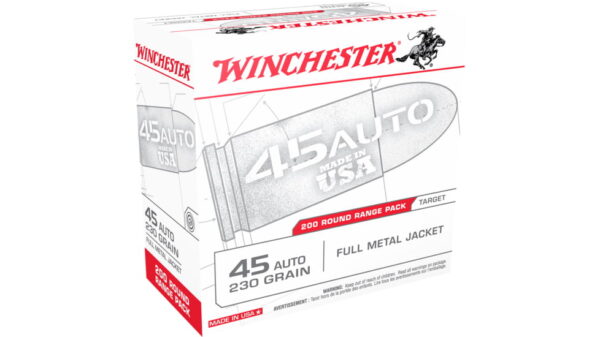 winchester usa handgun .45 acp 230 grain full metal jacket brass cased